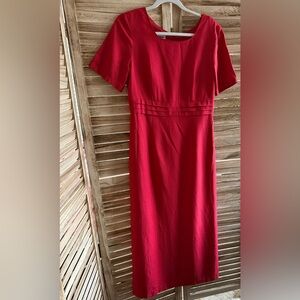 Steilmann Red Wool-Blend Midi Sheath Dress (US 6)
